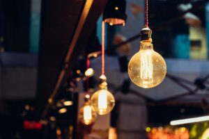 Light bulbs representing creative thinking skills