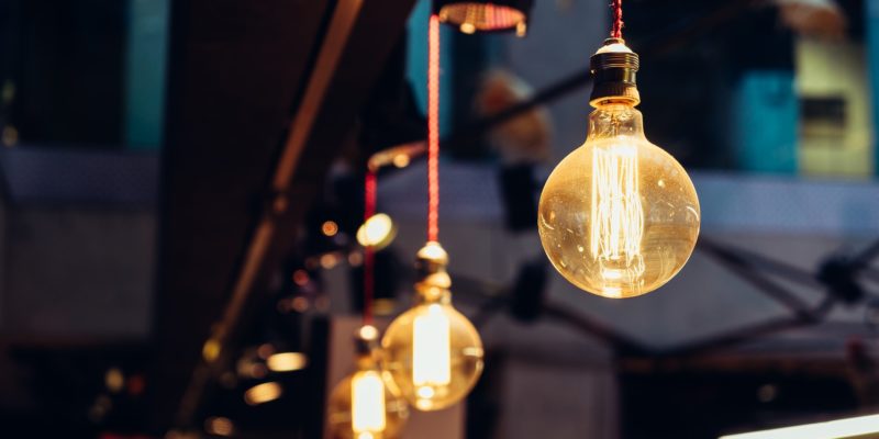 Light bulbs representing creative thinking skills